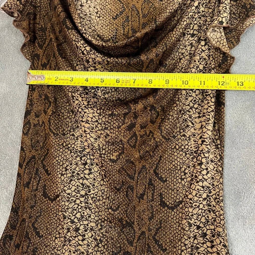 Vintage Y2K Forever 21 Top Womens S/M Cowl Neck Snake Print Flutter Sleeve